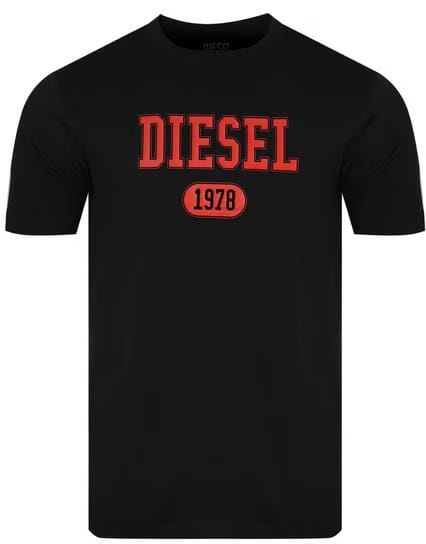 Diesel Mens Logo Varsity Tee 900 Black | Diesel
