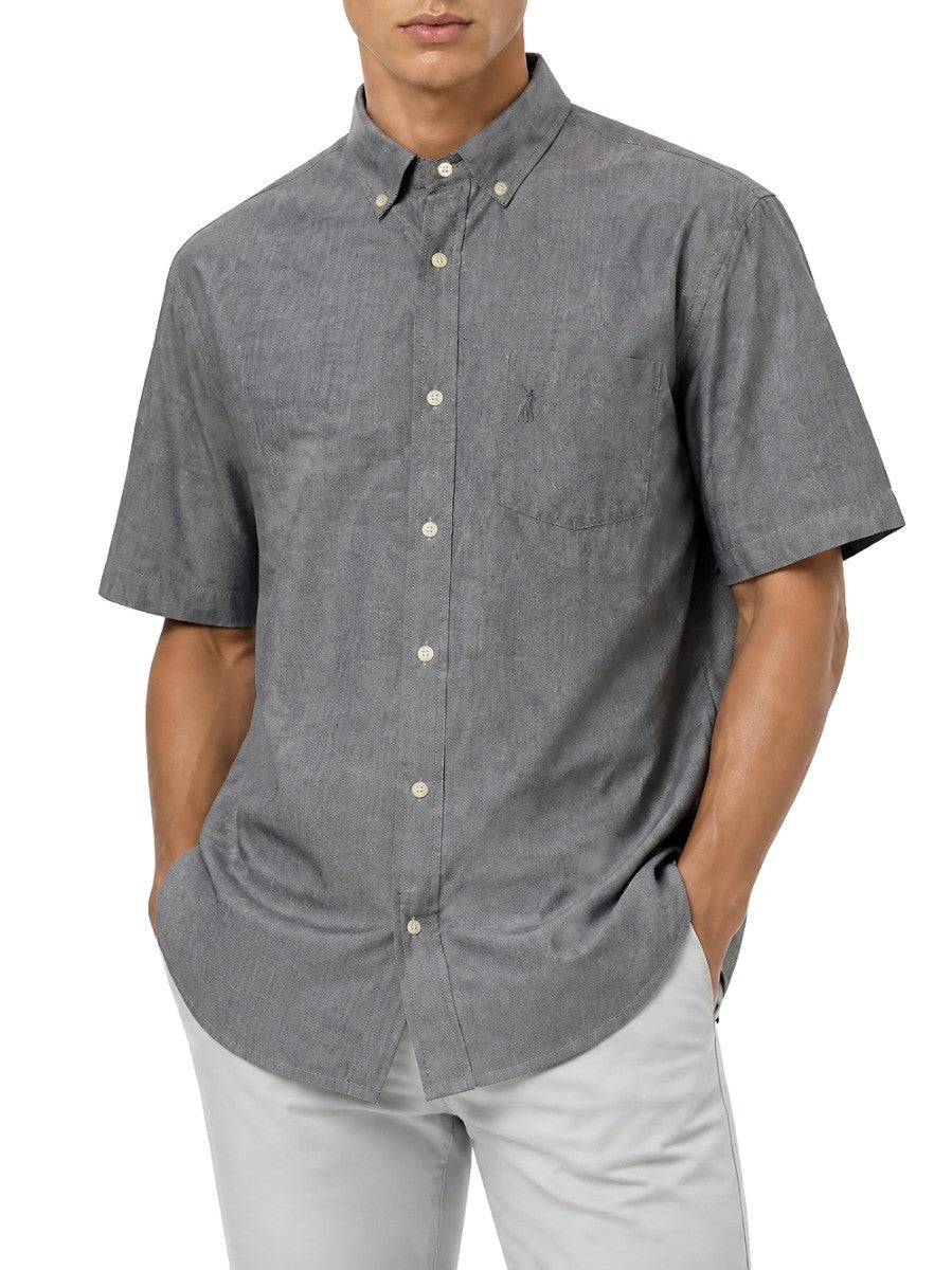 Polo Mens Short Sleeve Oxford Shirt Charcoal