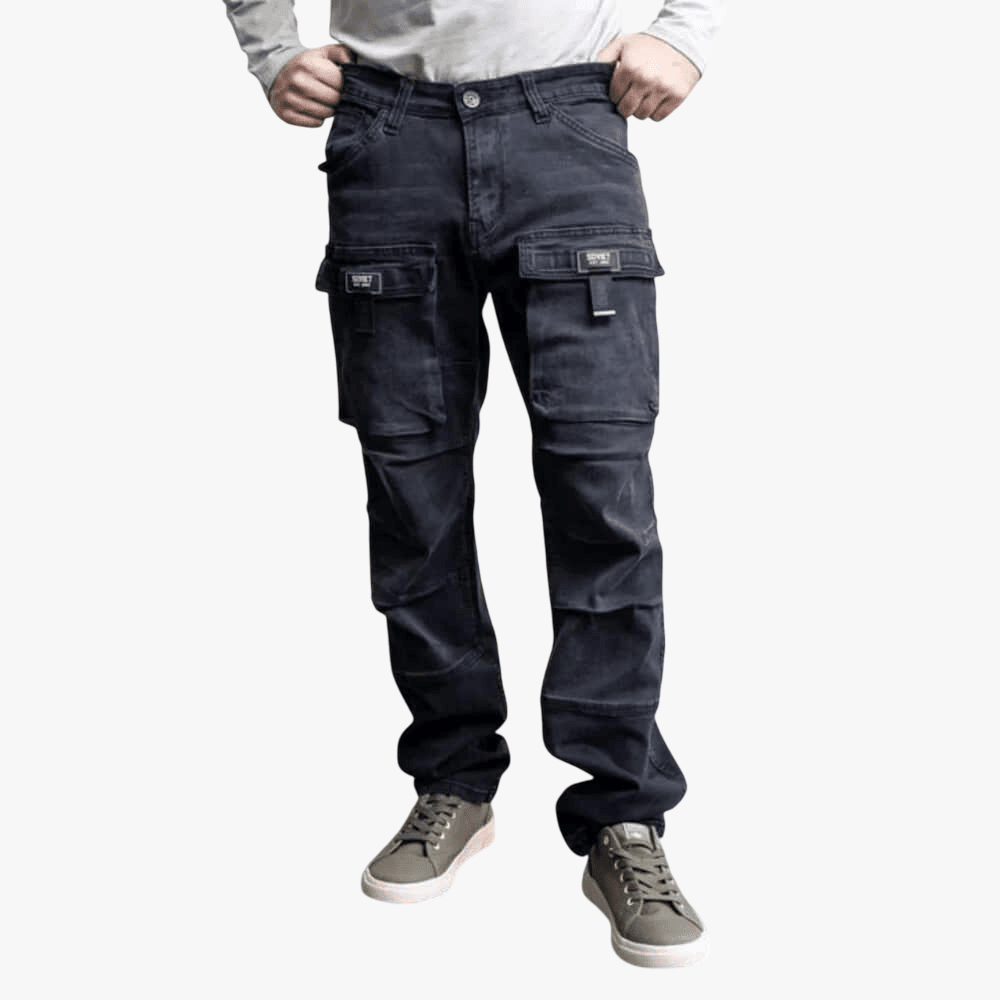Soviet Mens Gunner Cargo Pocket Jeans Black | Soviet