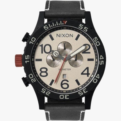 Nixon 51-30 Chrono Leather Black Pumice Charcoal | Nixon