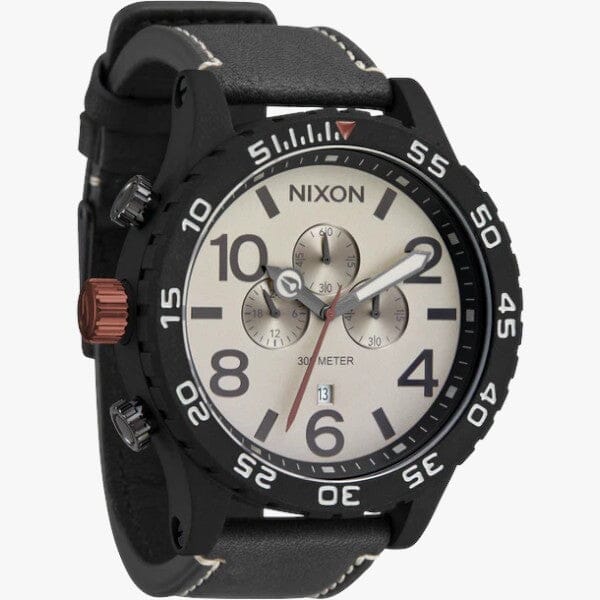 Nixon 51-30 Chrono Leather Black Pumice Charcoal | Nixon