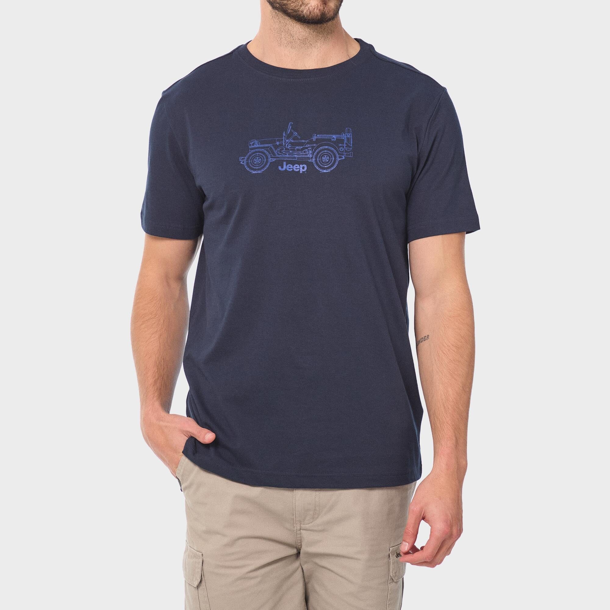 Jeep Mens Core Logo Car Short Sleeve Tee Navy | Jeep