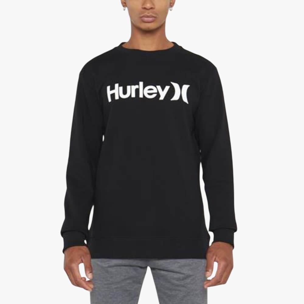 Hurley Mens One And Only Crew Sweater Black White