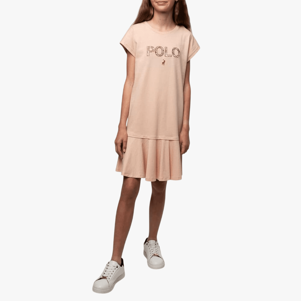 Polo Girls Emily Embroid Dress Dusty Pink | Polo