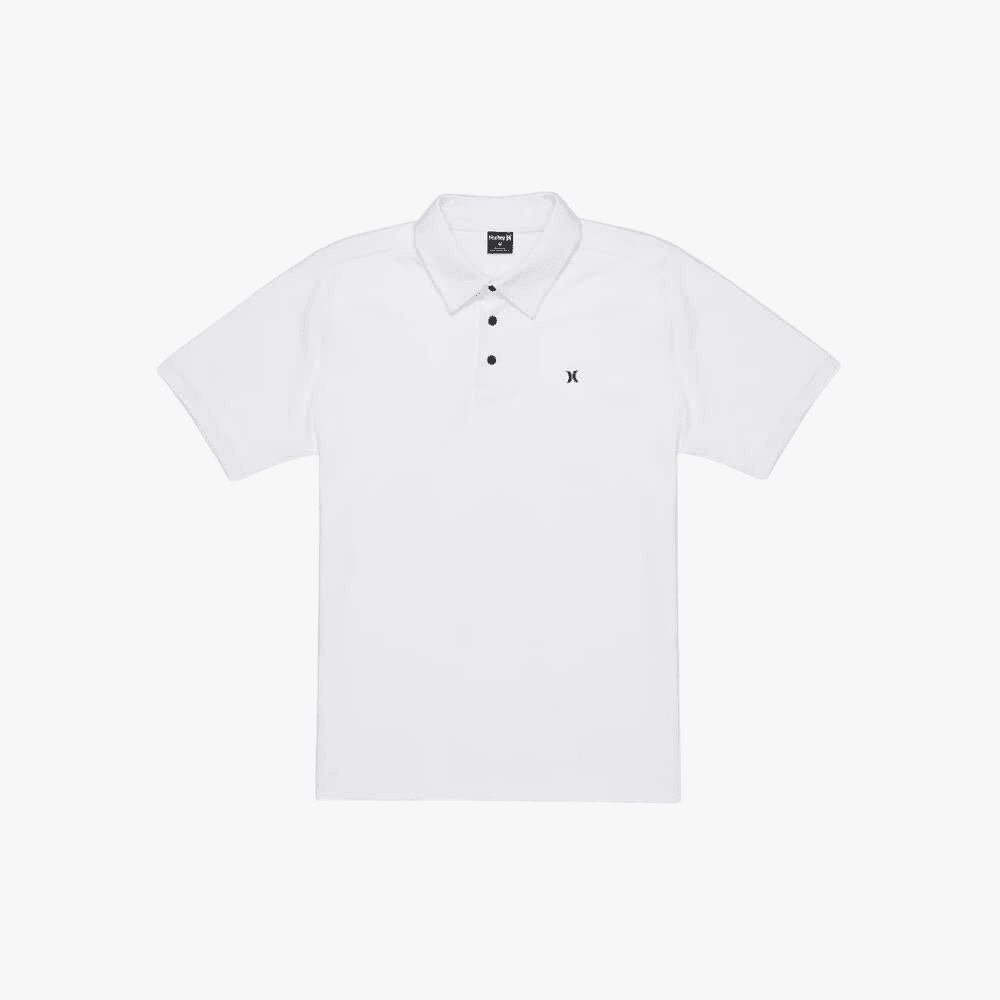 Hurley Mens Icon Slub Short Sleeve Polo Golfer White | Hurley