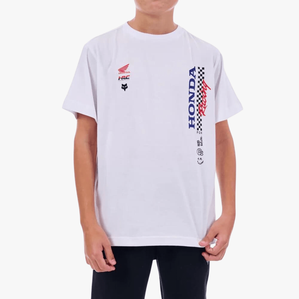 Fox Boys Honda Checkered Tee White | Fox