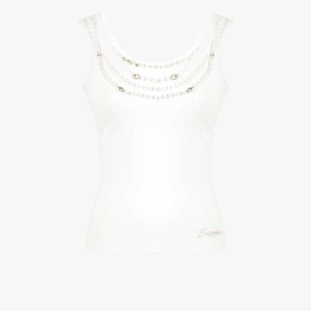 Sissy Boy Fashion Vest Neck Bling White | Sissy Boy