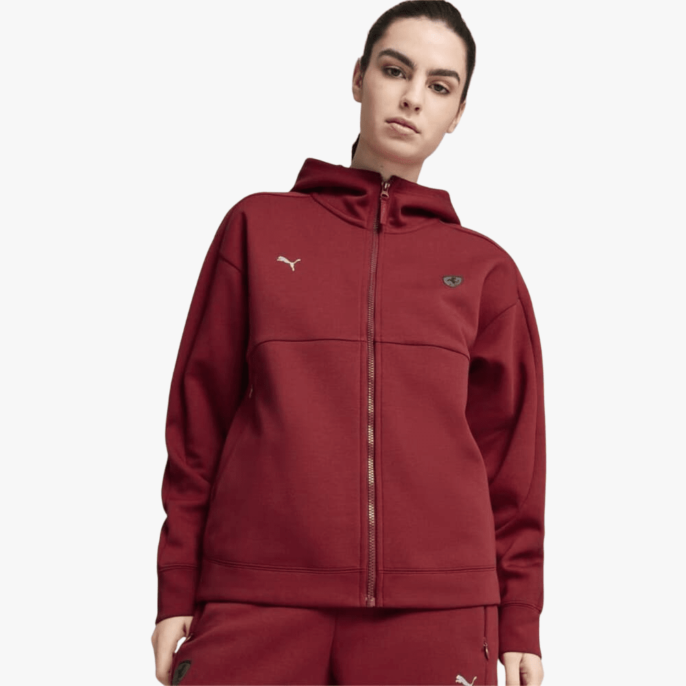 Puma Womens Ferrari Style Hooded Sweat Jacket Maroon | Puma
