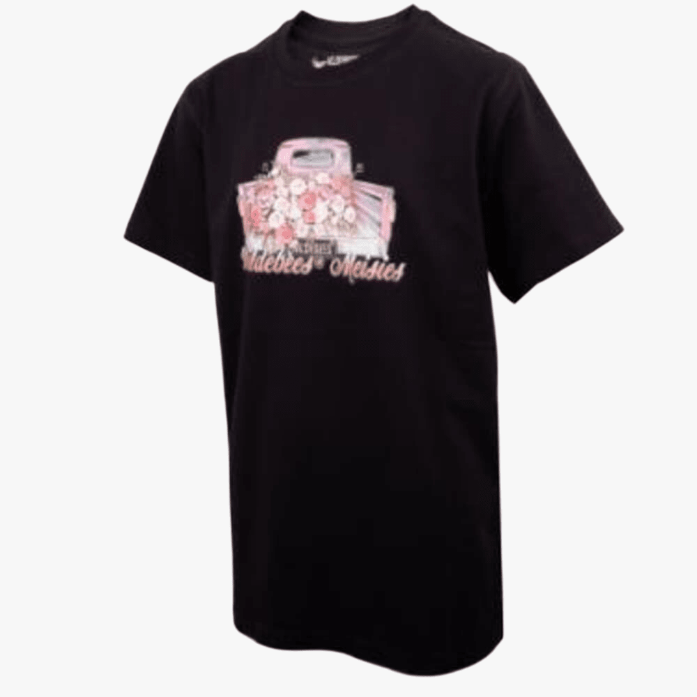 Wildebees Girls Flower Truck Short Sleeve Tee Black | Wildebees