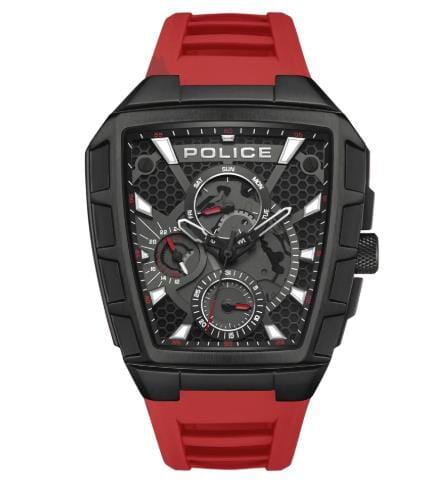 Police Mens Tough Gear Watch Red Rubber Strap | Police