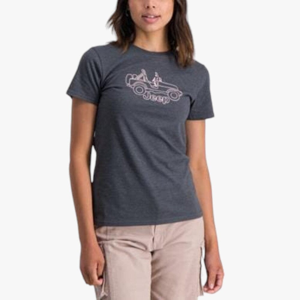 Jeep Womens Iconic Car Short Sleeve Tee Charcoal Mel | Jeep