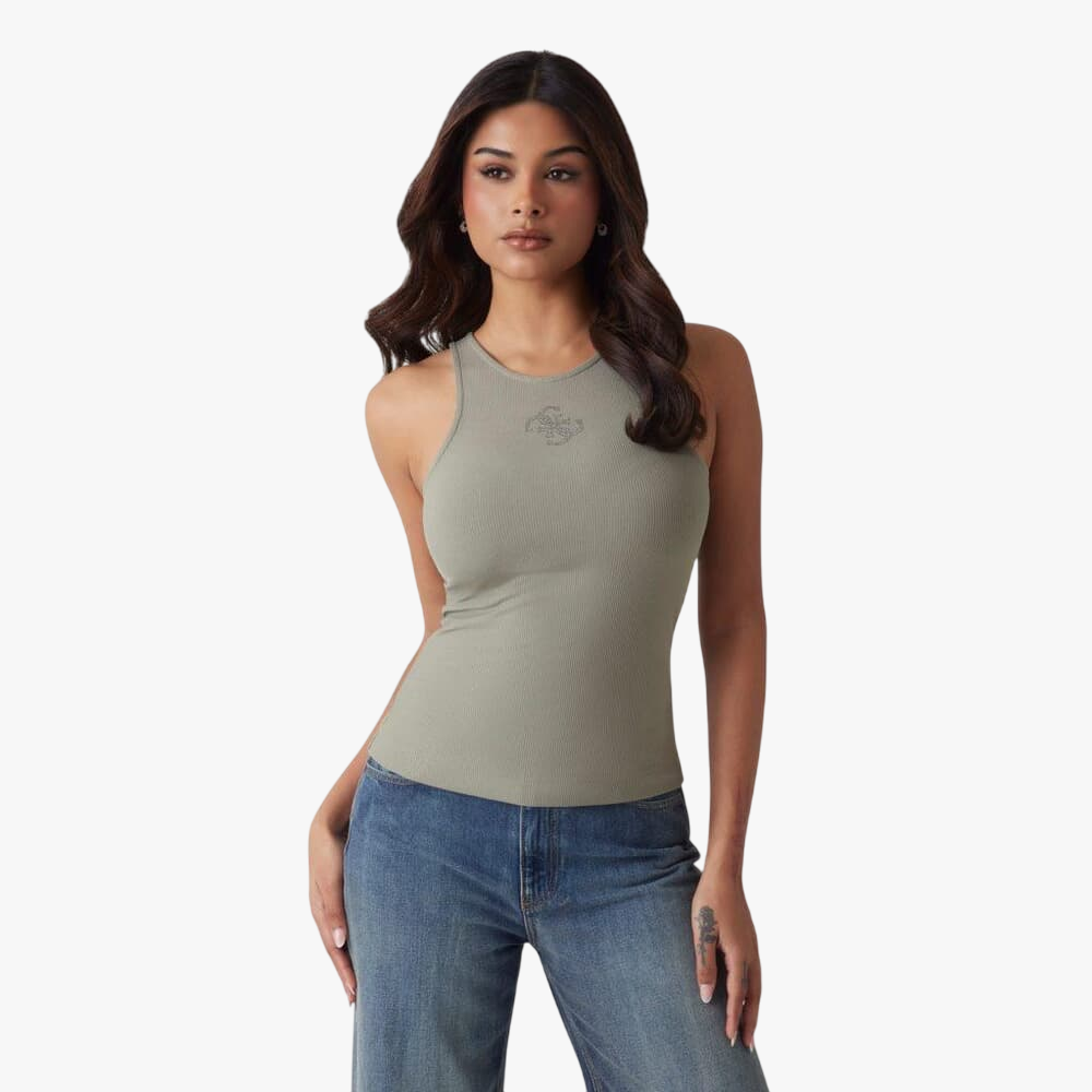 Guess Womens Guendalina Tank Top Dark Green