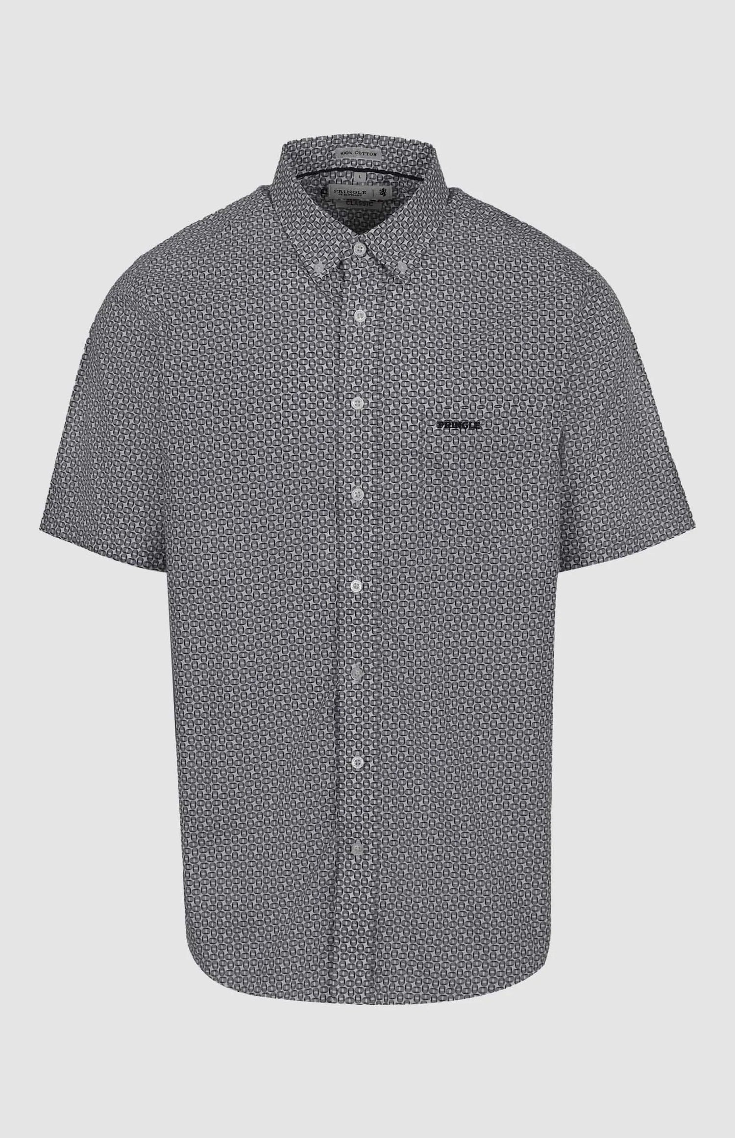 Pringle Mens Robert Printed Classic Short Sleeve Shirt Black