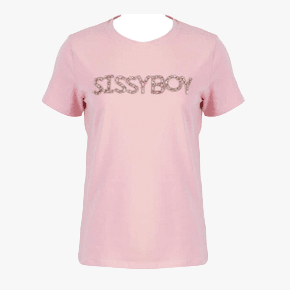 Sissy Boy Regular Tee Diamante Transfer Logo Pale Pink | Sissy Boy