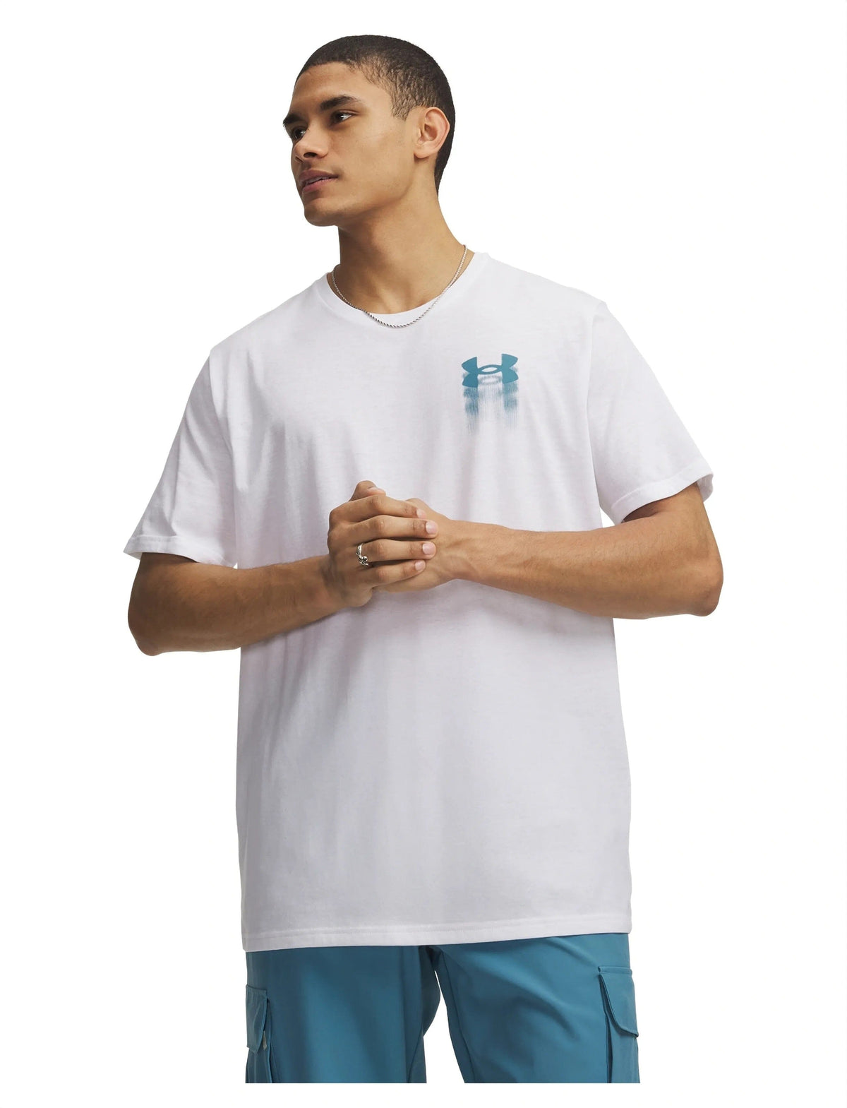 Under Armour Mens Blur Logo Tee 100 White | Under Armour