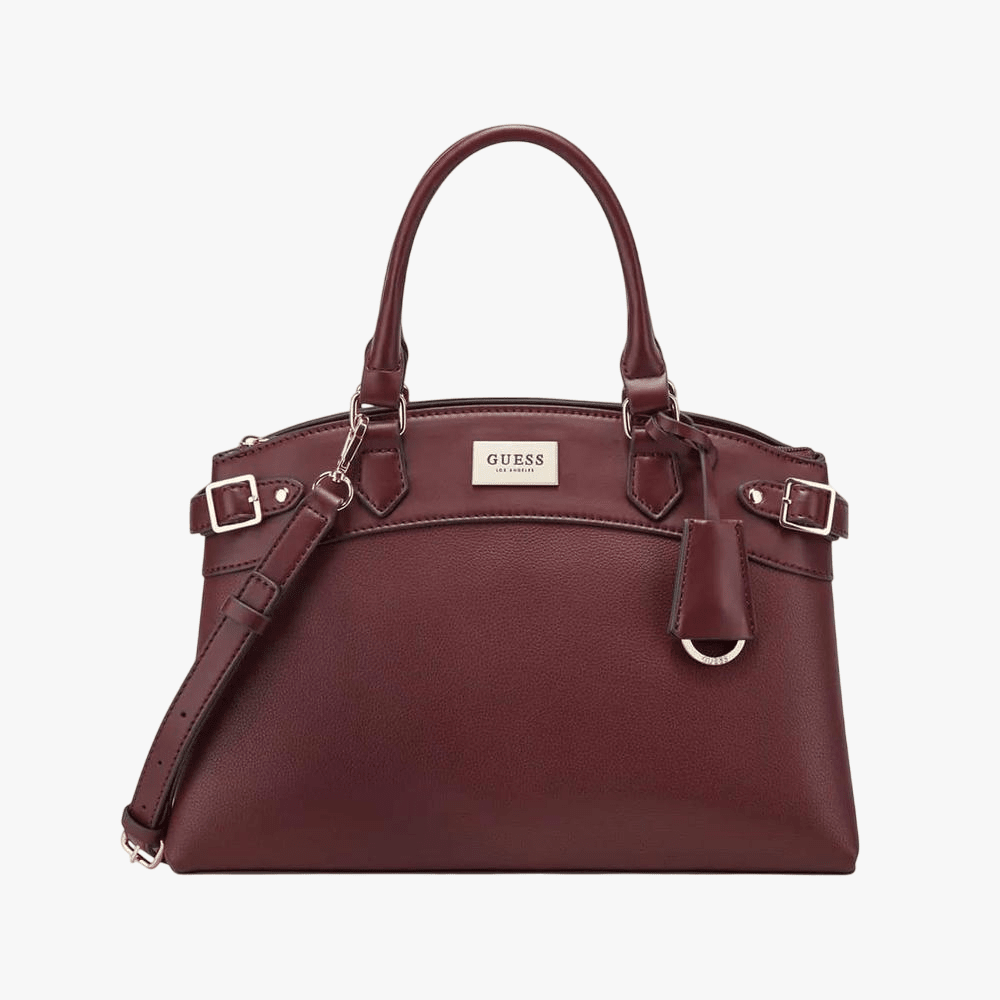 Guess Womens Hayworth Satchel Handbag Merlot | Guess