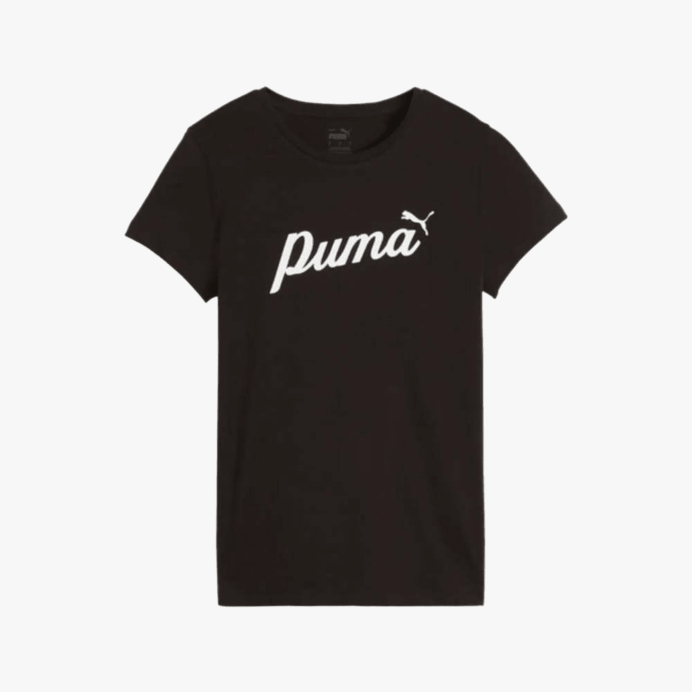 Puma Womens Ess+ Script Short Sleeve Tee Black | Puma