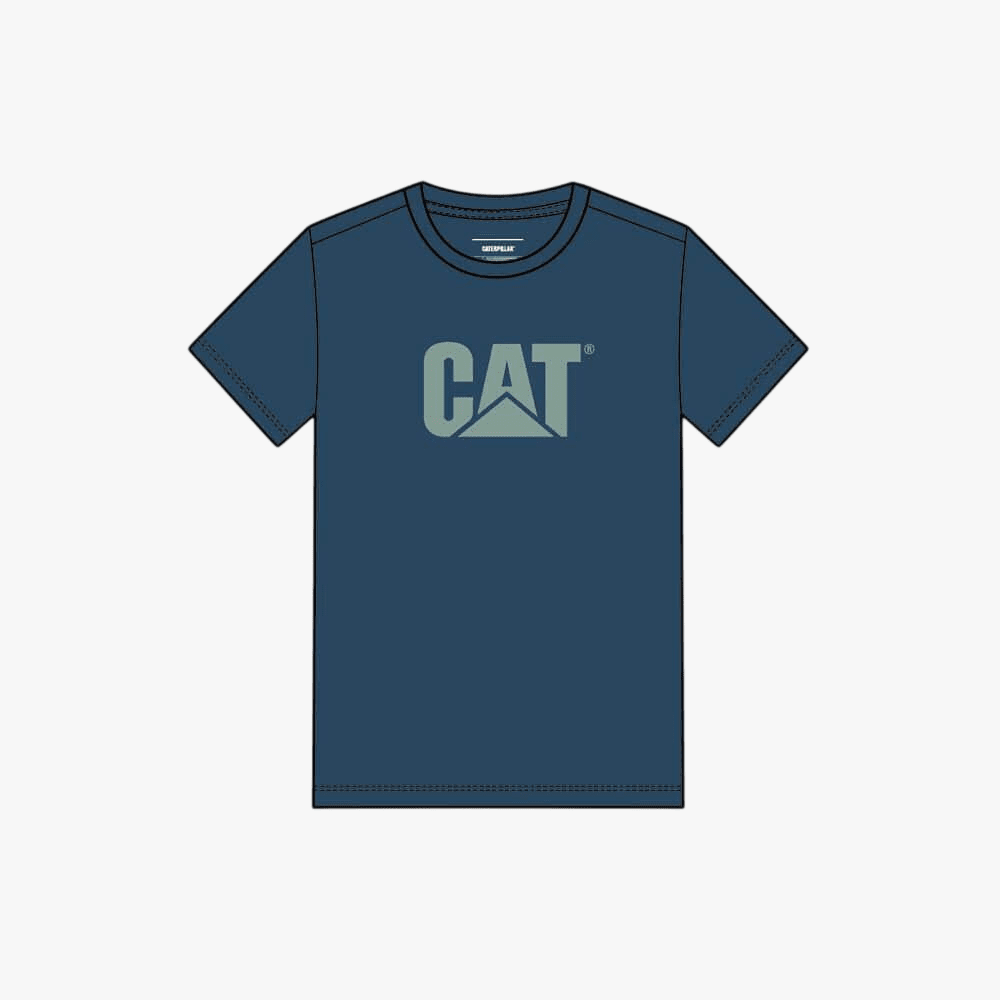 Caterpillar Mens Logo Short Sleeve Tee Orion Blue Grey | Caterpillar