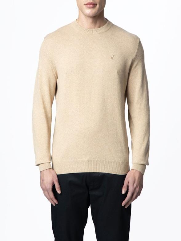 Polo Mens Essential Cotton Crew Sweater Stone | Polo