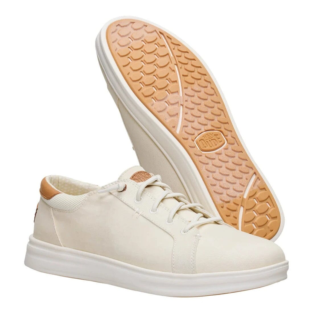 Hey Dude Mens Paul Pro Stretch Canvas Sneaker Egret Light Grey