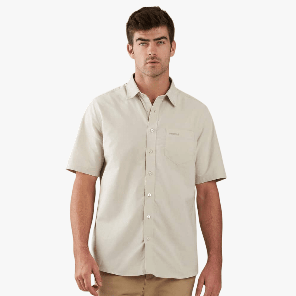 Pringle Mens Phillip Oxford Short Sleeve Shirt Stone | Pringle