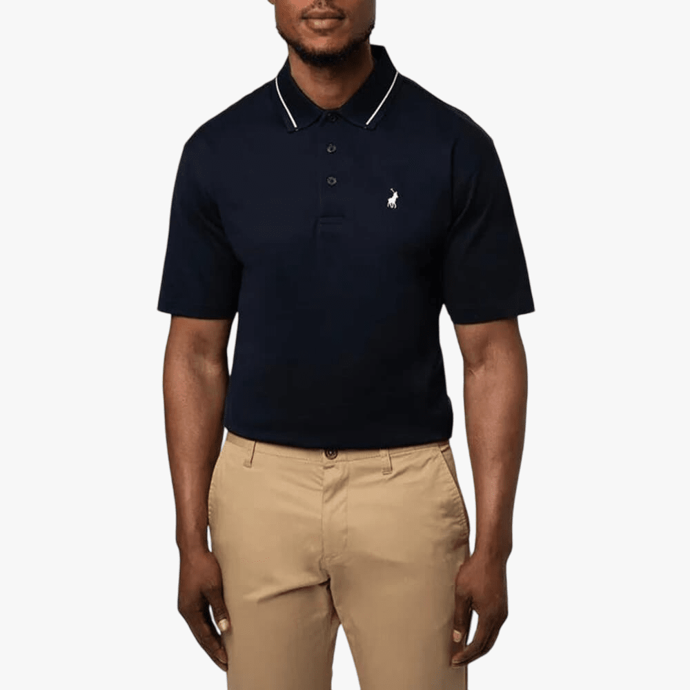 Polo Mens Double Mercerised Plain Short Sleeve Golfer Navy | Polo