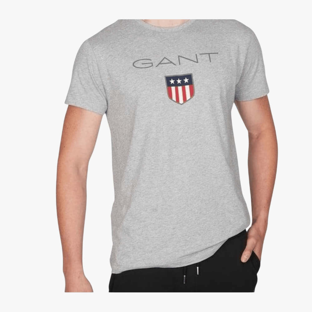 Gant Mens Shield Short Sleeve Tee Grey | Gant