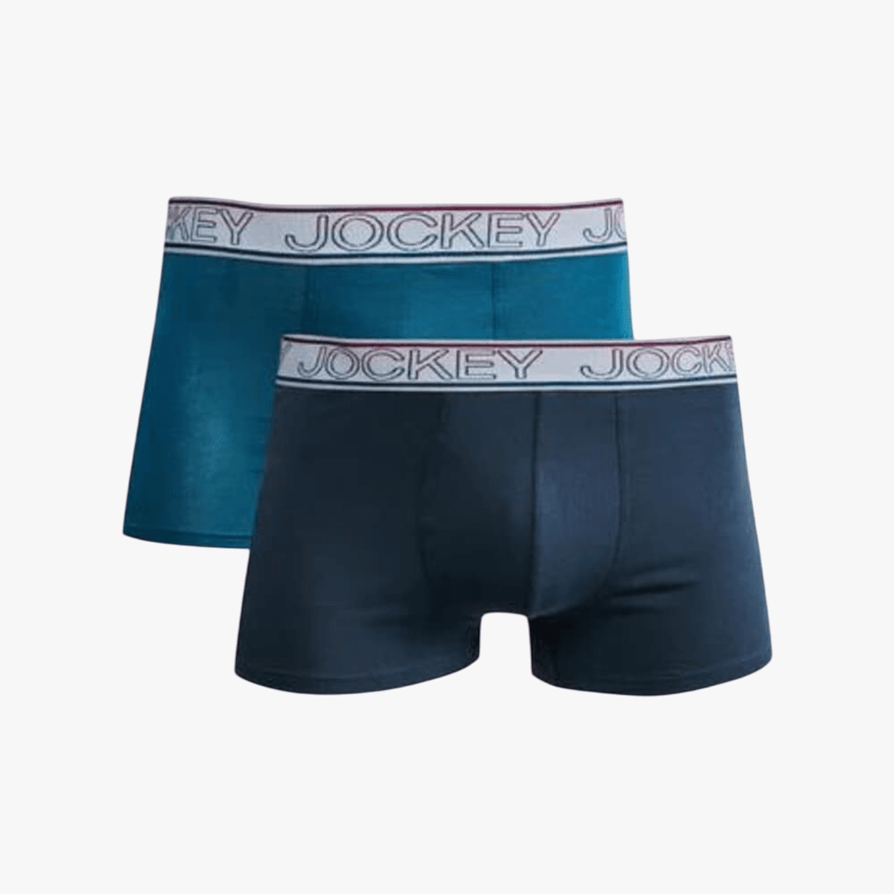 Jockey Mens New Gen Pouch Trunk Blue/Grey Plain 2 Pack | Jockey