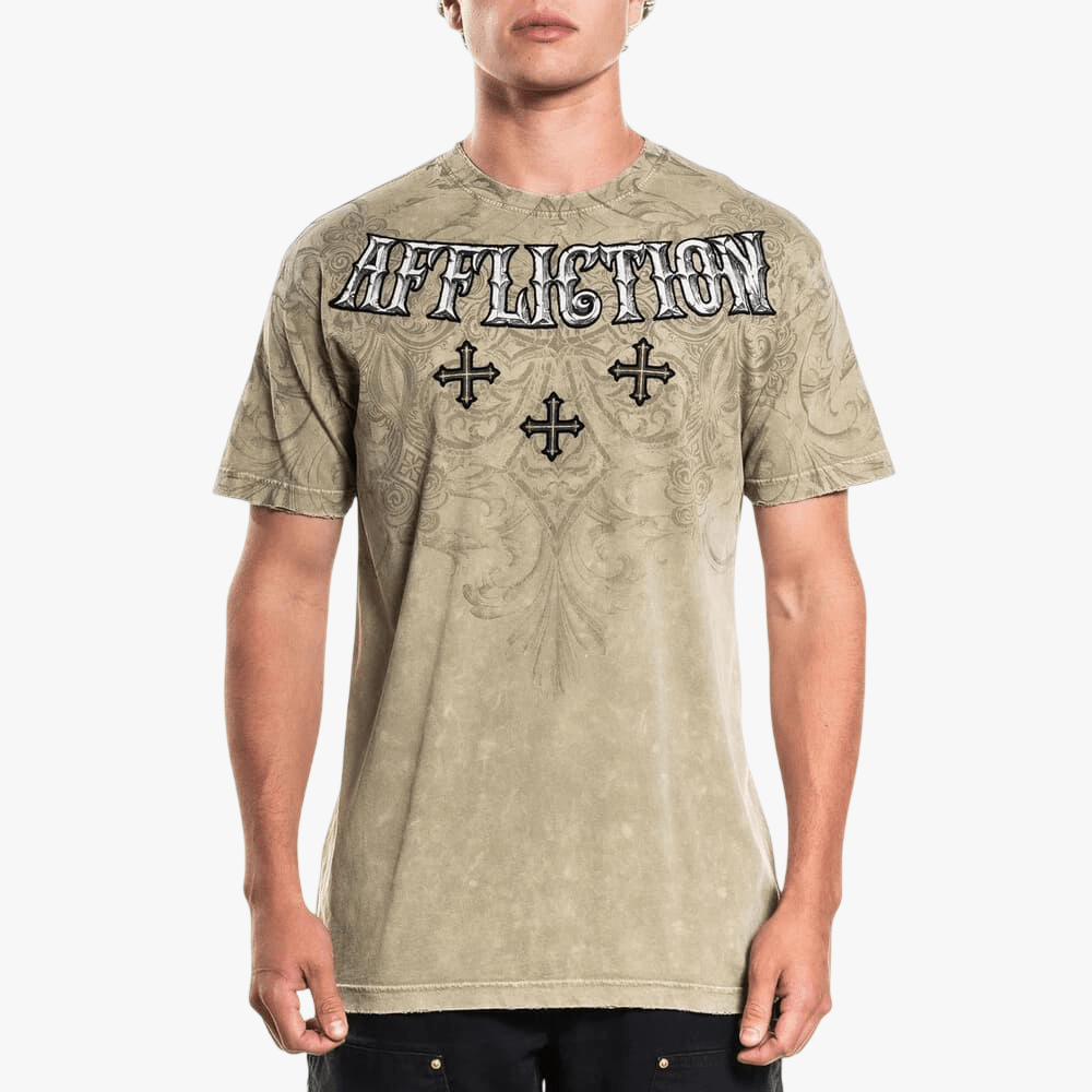 Affliction Mens Velvet Scorn Tee Stone Lava Wash | Affliction