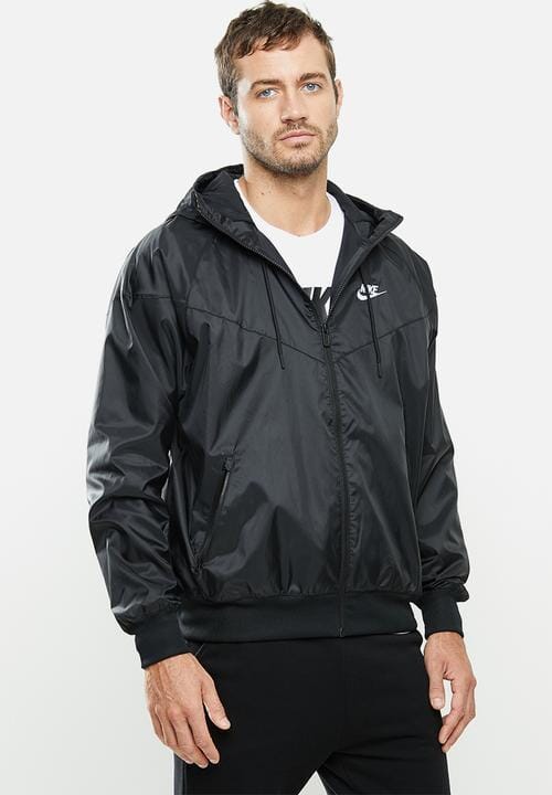 Nike Mens M Nsw He Wr Hd Wvn Jkt Black &amp; White | Nike