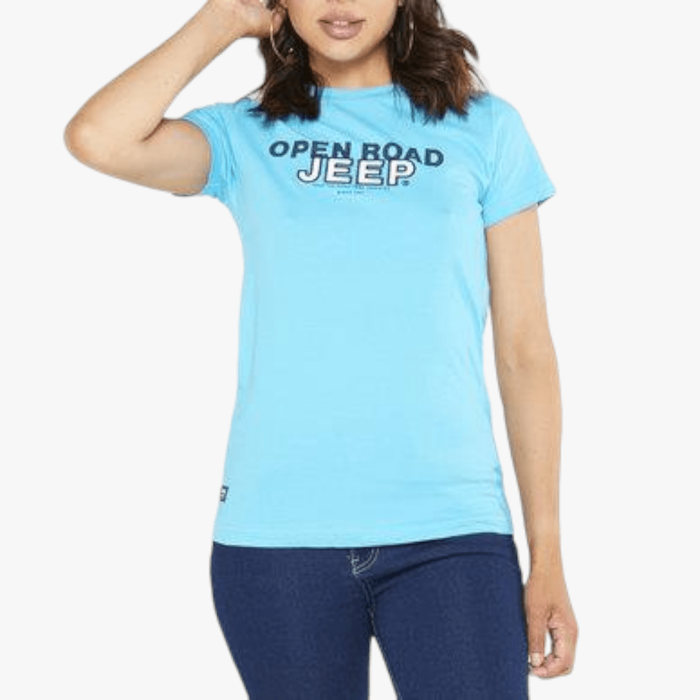 Jeep Womens Applique Logo Short Sleeve Tee Aqua | Jeep