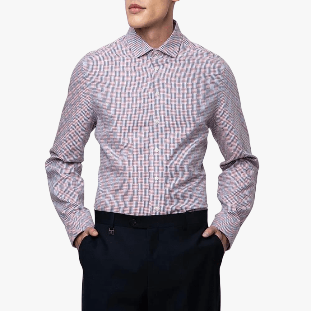 Polo Mens Geo Print Long Sleeve Shirt Pink | Polo