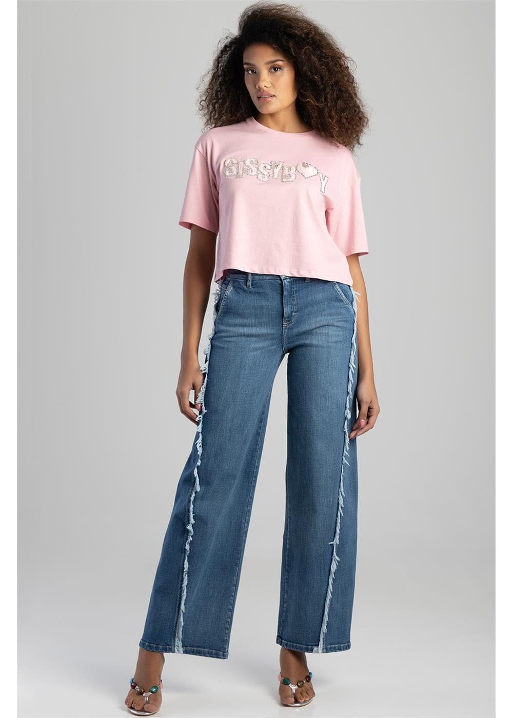 Sissy Boy Womens Boxy Oversized Top Texture Logo Pink | Sissy Boy