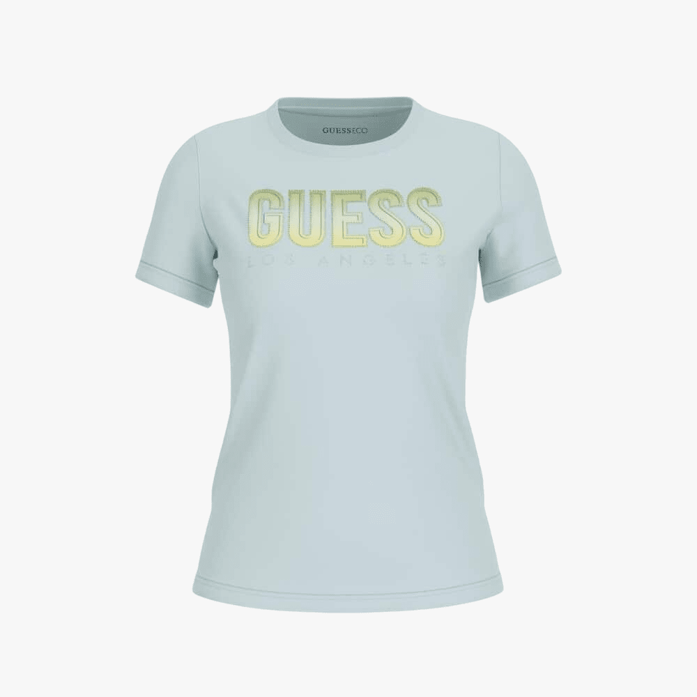 Guess Womens Glitter Degrade Short Sleeve Tee Pale Blue | Guess