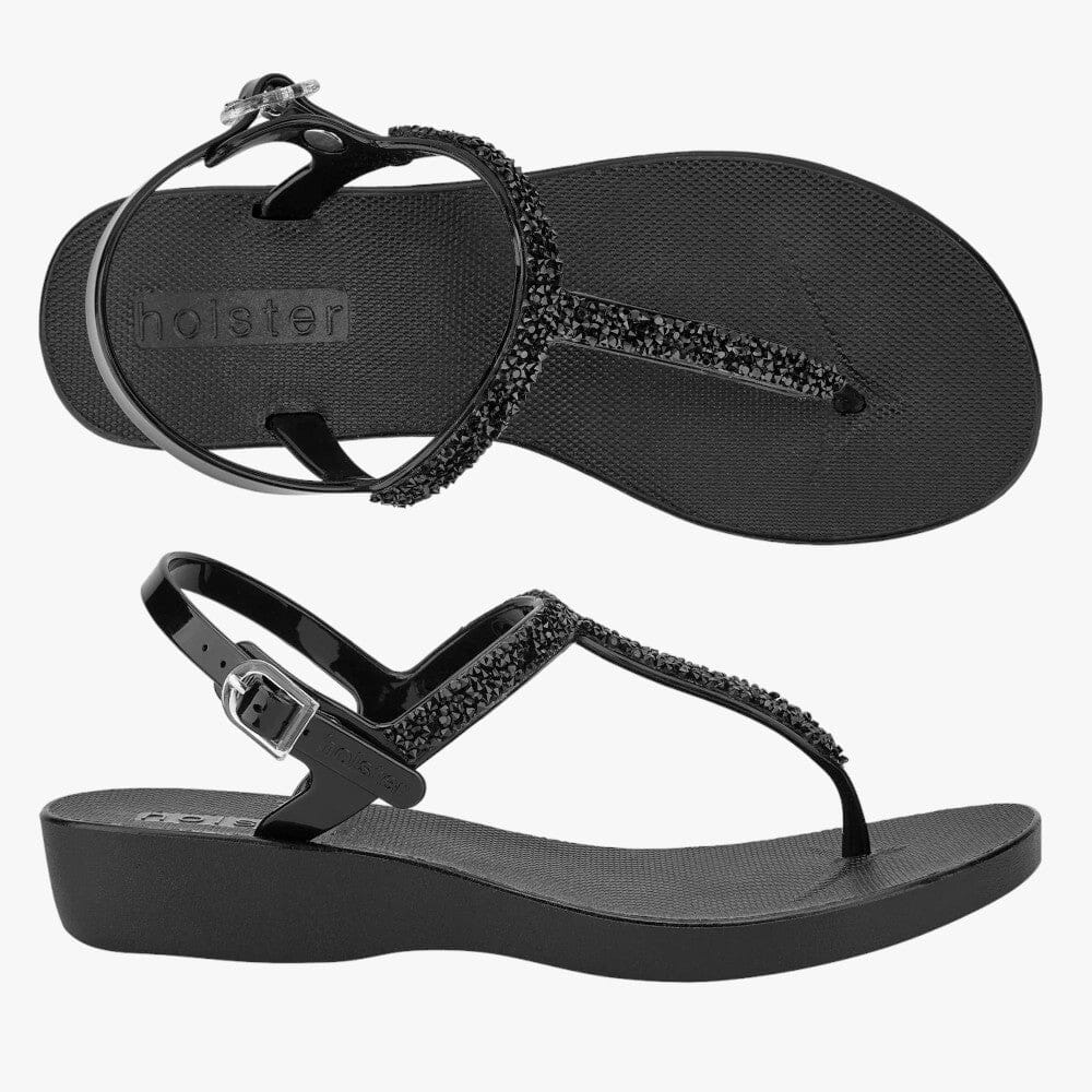 Holster Womens Riviera Wedge Sandal Black | Holster