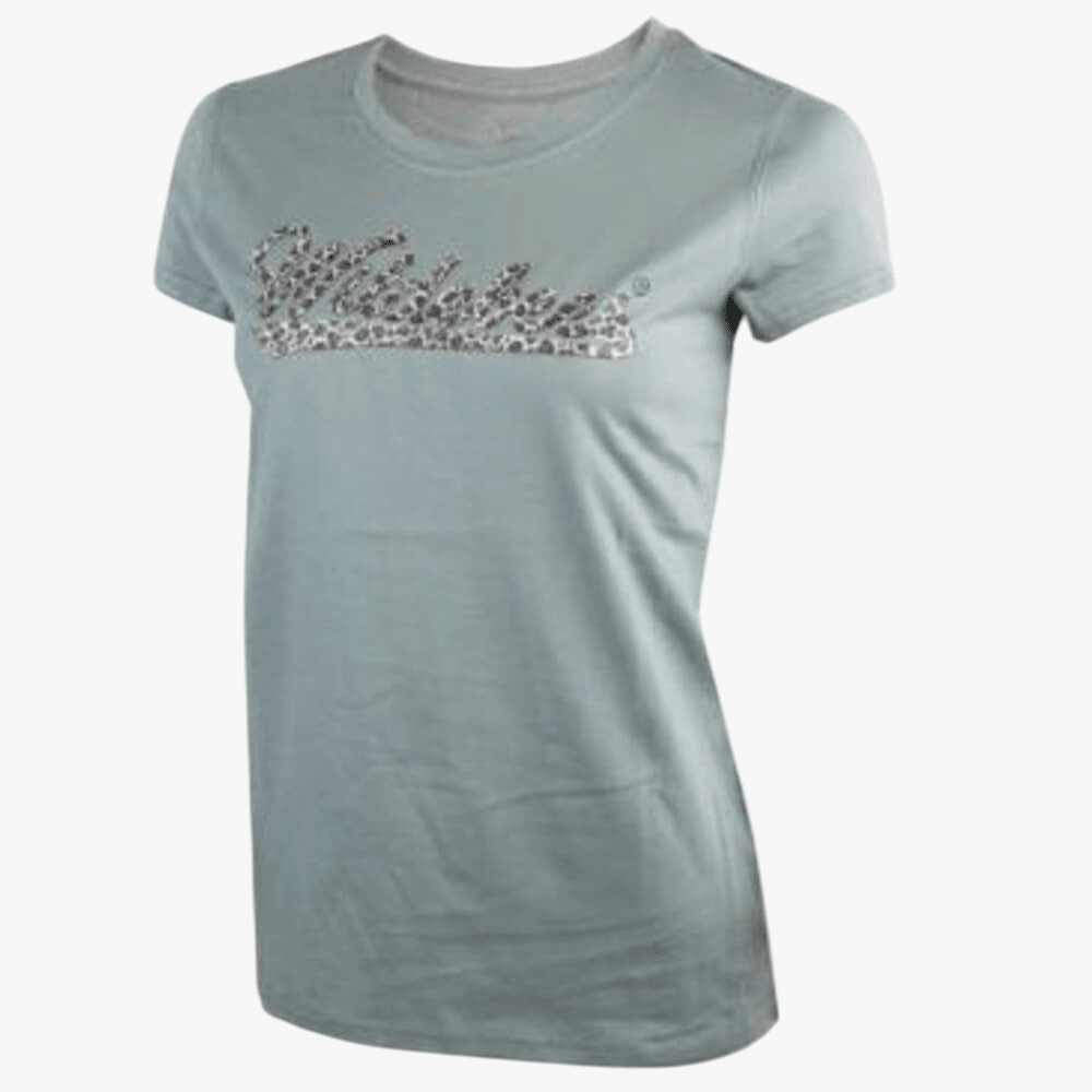 Wildebees Womens Leopard Swoosh Short Sleeve Tee Pistachio | Wildebees