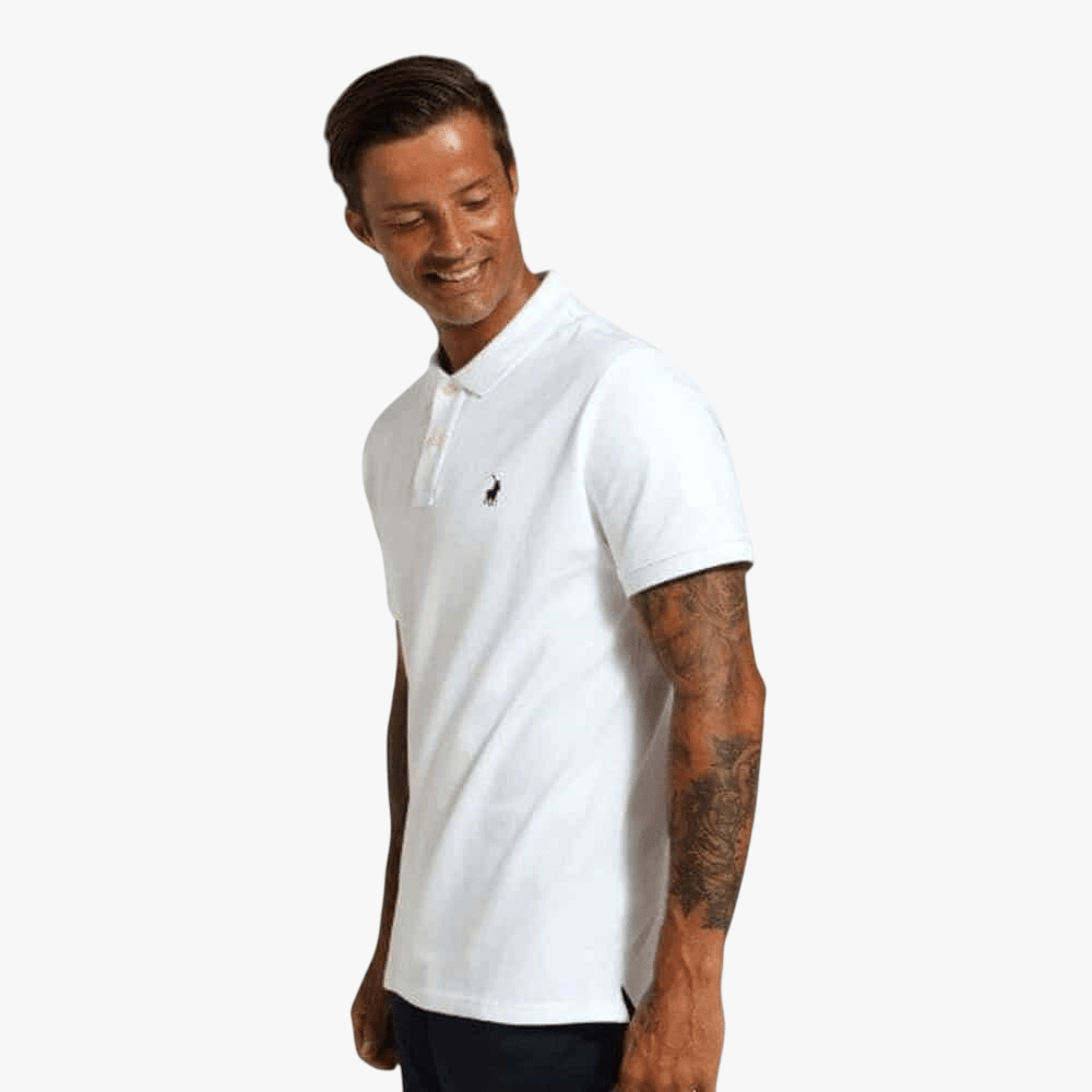 Polo Mens Stretch Pique Short Sleeve Golfer White | Polo