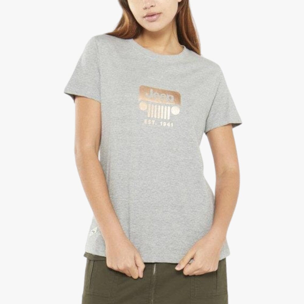 Jeep Womens Foil Grill Short Sleeve Tee Grey Mel | Jeep