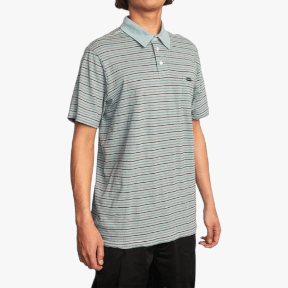 Rvca Mens Cassady Stripe Polo Short Sleeve Golfer Scrub | Rvca