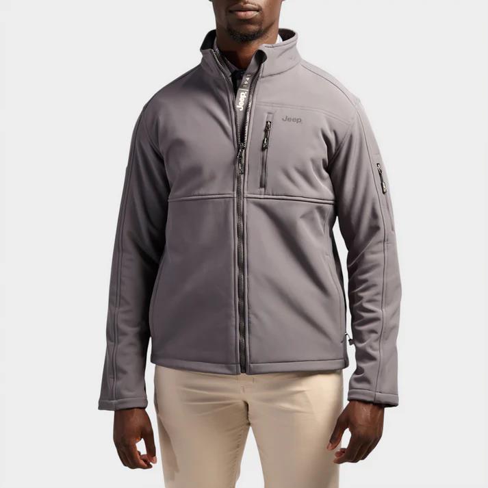 Jeep Mens Funnel Neck Soft Shell Jacket Grey Jeep