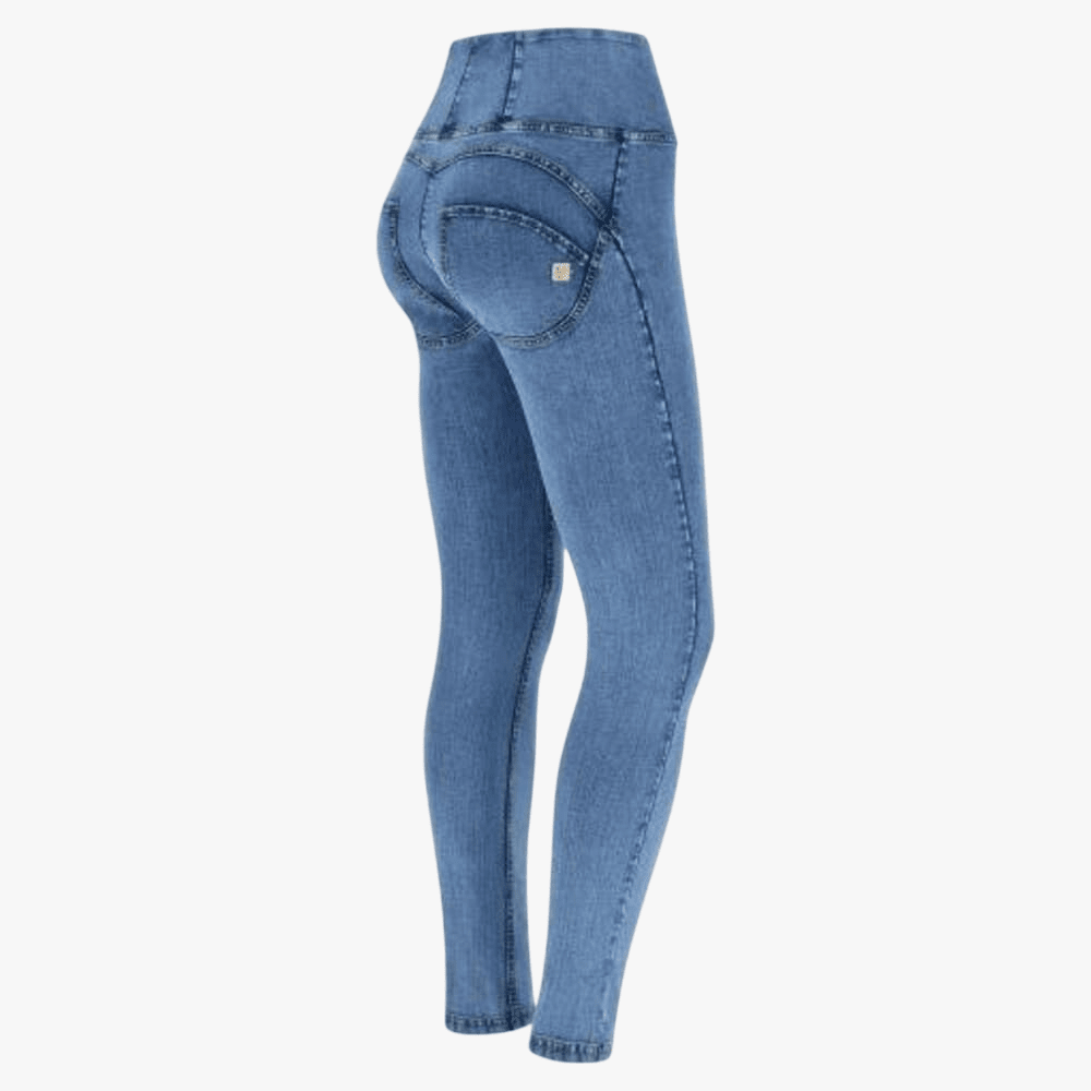 Freddy Wr.Up® Skinny Push Up High Waist Tencel Jersey Jeans Light Blue Yellow Stitch | Freddy