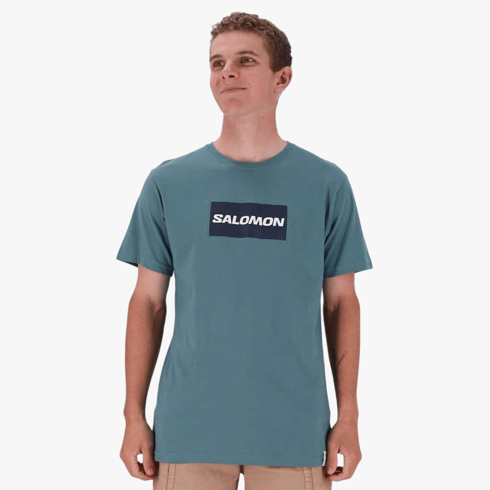Salomon Mens Block Out Short Sleeve Tee North Atlantic | Salomon