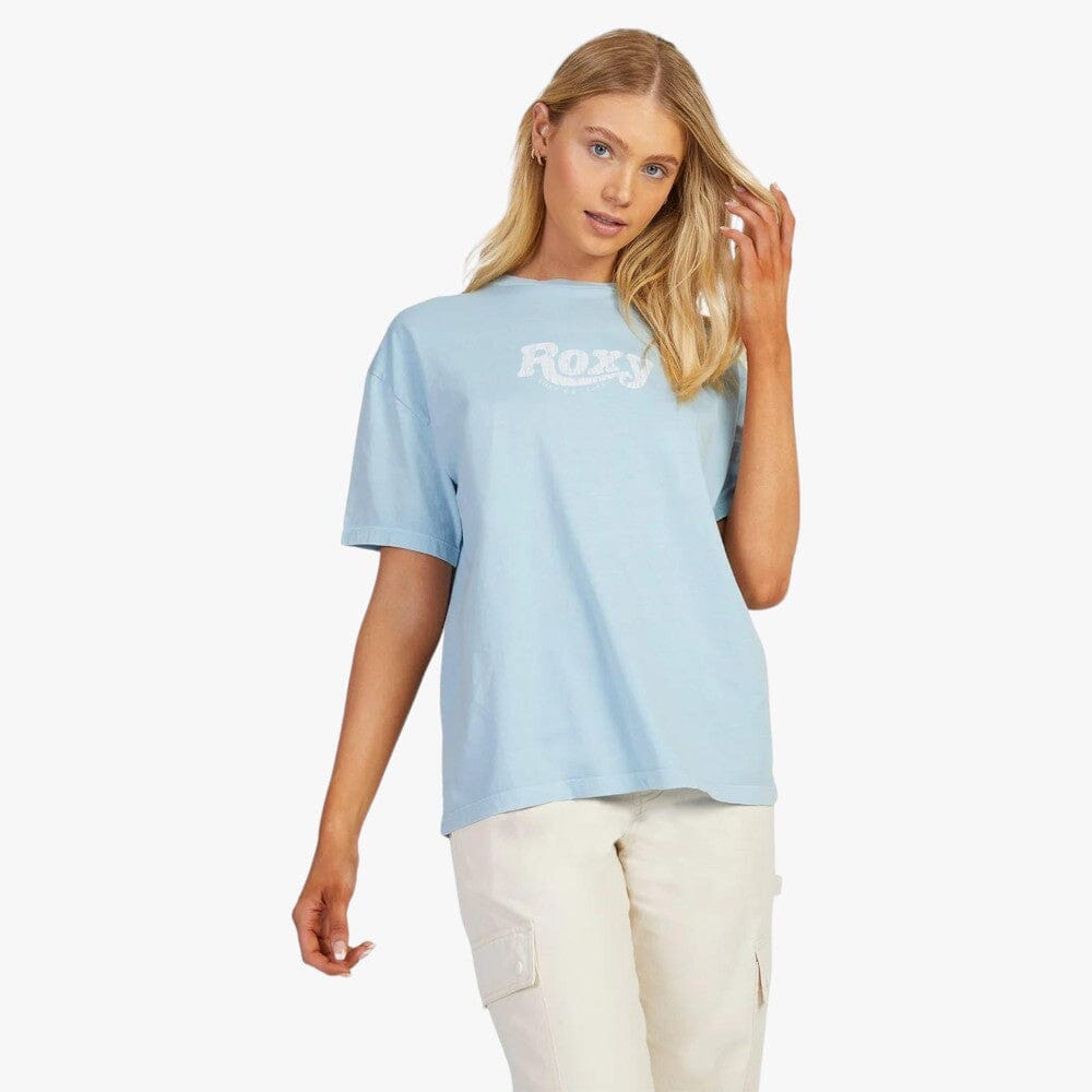 Roxy Womens Sun Over The Sand Short Sleeve Tee Clear Sky | Roxy