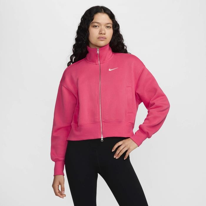 Nike Womens Phoenix Fleece Oversized Full Zip Track Top Aster Pink/Sail | Nike