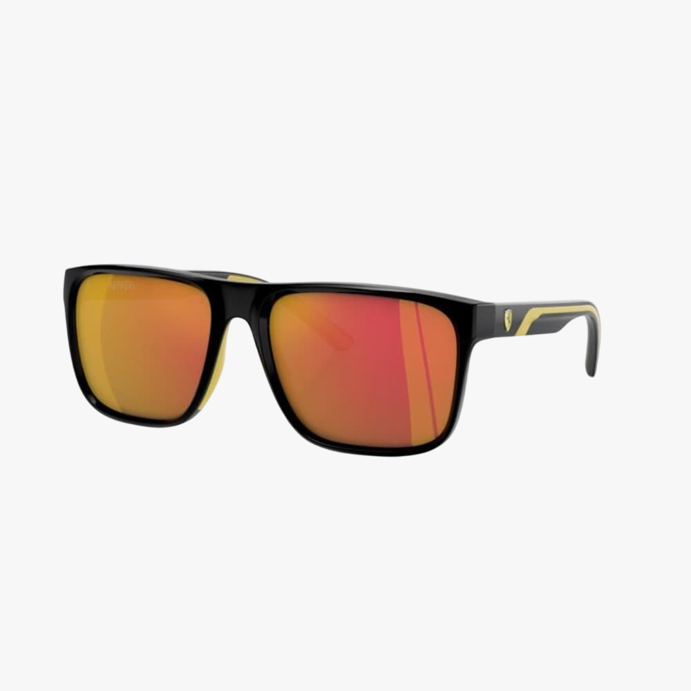 Ferrari Scuderia Black Sunglass Dark Mirror Gold Red Lens