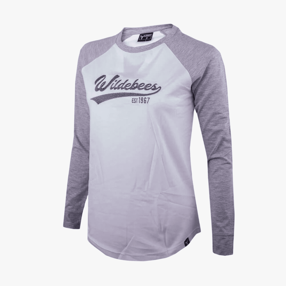 Wildebees Womens Casual Engineered Raglan Top White Grey Mel | Wildebees