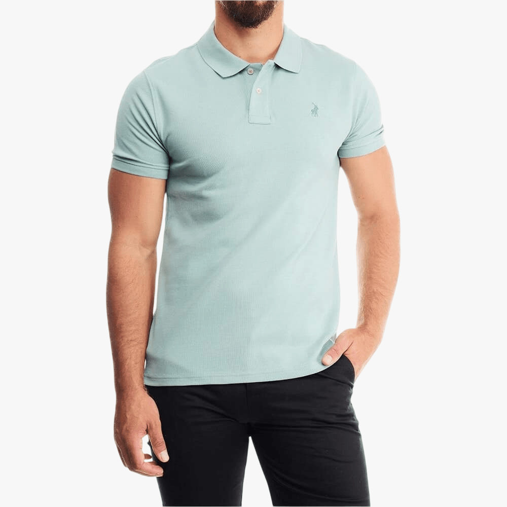 Polo Mens Carter Pique Custom Fit Short Sleeve Golfer Aqua | Polo
