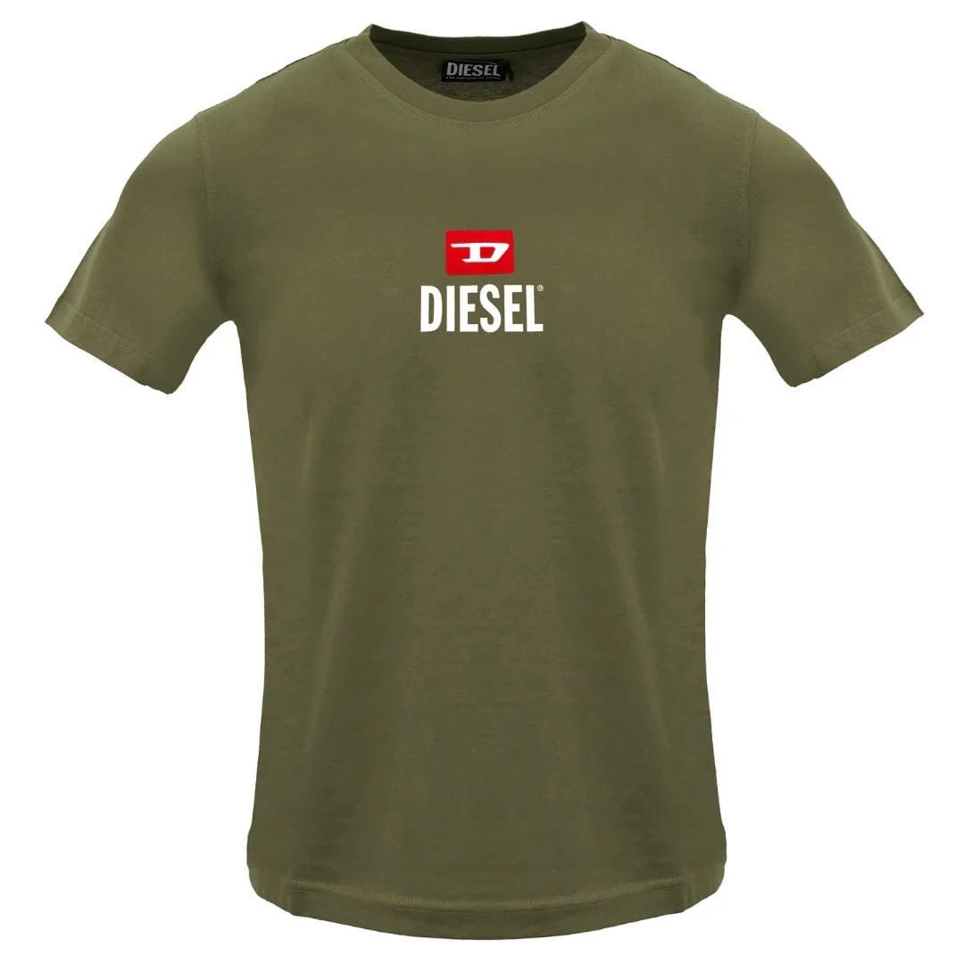 Diesel Mens Just Small New D Logo Deep Depths Tee 5Ix Green | Diesel