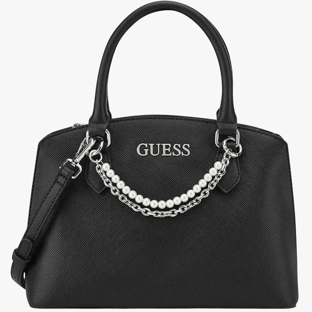 Guess Jeanine Satchel Handbag Black | Guess