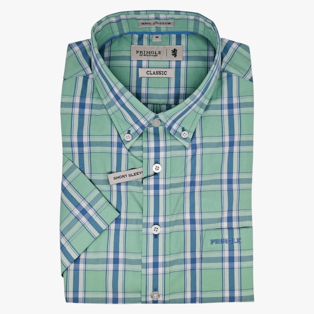 Pringle Mens Brendan Short Sleeve Classic Shirt Green | Pringle